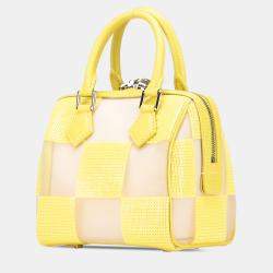 Pre Owned Louis Vuitton Yellow Damier Optic Mesh Sequins Cube Speedy