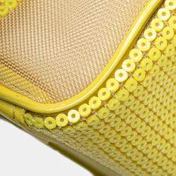 Pre Owned Louis Vuitton Yellow Damier Optic Mesh Sequins Cube Speedy