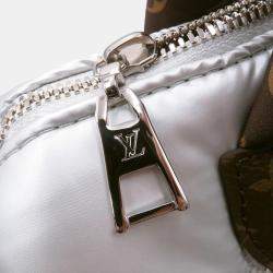 Pre Owned Louis Vuitton Speedy Bandouliere Silver Recycled Metallicnylon Monogram Size 25