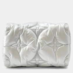 Pre Owned Louis Vuitton Speedy Bandouliere Silver Recycled Metallicnylon Monogram Size 25