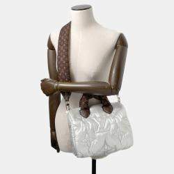 Pre Owned Louis Vuitton Speedy Bandouliere Silver Recycled Metallicnylon Monogram Size 25