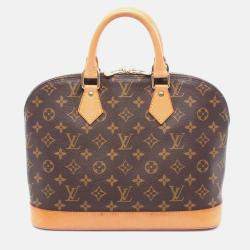 Pre Owned Louis Vuitton Alma Pm Handbag M51130 Monogram Canvas Leather Brown Used Women Lv