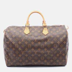 Pre Owned Louis Vuitton Speedy 40 Handbag M41522 Monogram Canvas Leather Brown Used Women