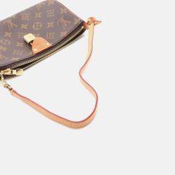 Pre Owned Louis Vuitton Pochette Tirette Shoulder Bag M12859 Monogram Canvas Brown Used Lv