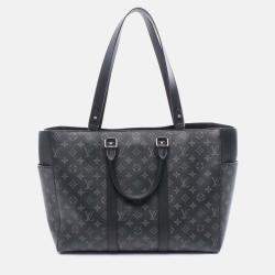 Pre Owned Louis Vuitton Sac Plat 24H Tote Bag M46451 Monogram Eclipse Canvas Leather Bk Lv
