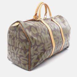 Pre Owned Louis Vuitton Keepall50 Hand Bag M92196 Monogram Graffiti Brown Canvas Used Lv