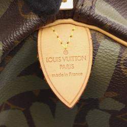 Pre Owned Louis Vuitton Keepall50 Hand Bag M92196 Monogram Graffiti Brown Canvas Used Lv