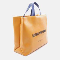 Pre Owned Louis Vuitton Shopper Tote Mm Shoulder Bag M24457 Leather Saffron Used Unisex