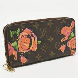 Pre Owned Louis Vuitton Monogram Roses Canvas Zippy Wallet