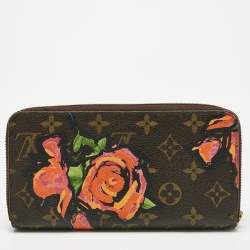 Pre Owned Louis Vuitton Monogram Roses Canvas Zippy Wallet