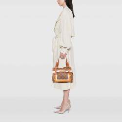 Pre Owned Louis Vuitton Brown Limited Edition Monogram Tisse Rayures PM