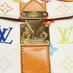Pre Owned Louis Vuitton White Multicolor Monogram Canvas Speedy 30 Bag