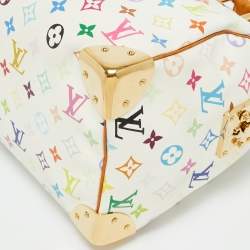 Pre Owned Louis Vuitton White Multicolor Monogram Canvas Speedy 30 Bag