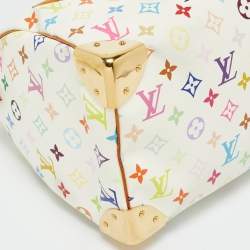 Pre Owned Louis Vuitton White Multicolor Monogram Canvas Speedy 30 Bag