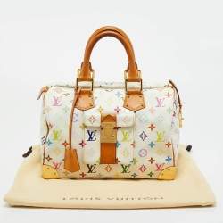 Pre Owned Louis Vuitton White Multicolor Monogram Canvas Speedy 30 Bag