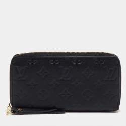 Pre Owned Louis Vuitton Black Monogram Empreinte Leather Zippy Wallet