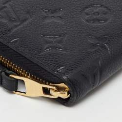 Pre Owned Louis Vuitton Black Monogram Empreinte Leather Zippy Wallet