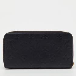 Pre Owned Louis Vuitton Black Monogram Empreinte Leather Zippy Wallet