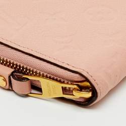 Pre Owned Louis Vuitton Rose Poudre Monogram Empreinte Leather Zippy Wallet