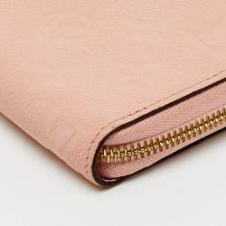 Pre Owned Louis Vuitton Rose Poudre Monogram Empreinte Leather Zippy Wallet