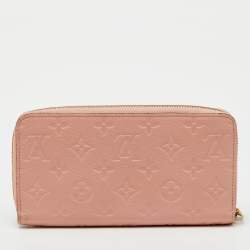 Pre Owned Louis Vuitton Rose Poudre Monogram Empreinte Leather Zippy Wallet