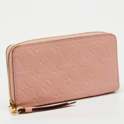 Pre Owned Louis Vuitton Rose Poudre Monogram Empreinte Leather Zippy Wallet