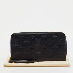 Pre Owned Louis Vuitton Black Monogram Empreinte Leather Zippy Wallet