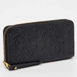 Pre Owned Louis Vuitton Black Monogram Empreinte Leather Zippy Wallet