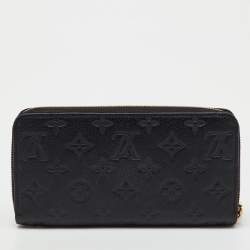 Pre Owned Louis Vuitton Black Monogram Empreinte Leather Zippy Wallet