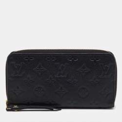 Pre Owned Louis Vuitton Black Monogram Empreinte Leather Zippy Wallet