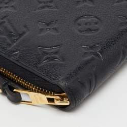 Pre Owned Louis Vuitton Black Monogram Empreinte Leather Zippy Wallet