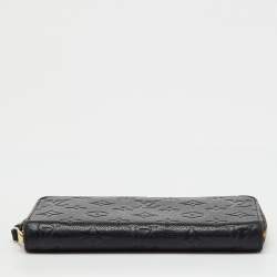 Pre Owned Louis Vuitton Black Monogram Empreinte Leather Zippy Wallet