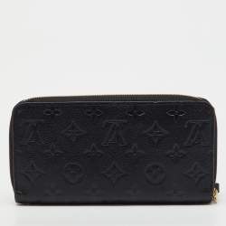 Pre Owned Louis Vuitton Black Monogram Empreinte Leather Zippy Wallet