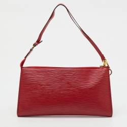 Pre Owned Louis Vuitton Castilian Red Epi Leather Pochette Accessoires Bag