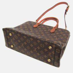 Pre Owned Louis Vuitton Flower Brown Monogram Coated Canvas Leather Shoulder Bag