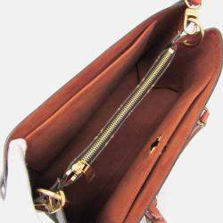 Pre Owned Louis Vuitton Flower Brown Monogram Coated Canvas Leather Shoulder Bag