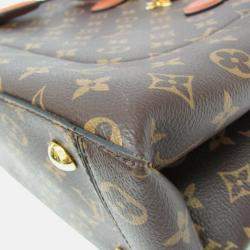 Pre Owned Louis Vuitton Flower Brown Monogram Coated Canvas Leather Shoulder Bag