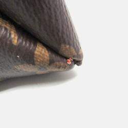 Pre Owned Louis Vuitton Flower Brown Monogram Coated Canvas Leather Shoulder Bag