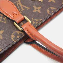 Pre Owned Louis Vuitton Flower Brown Monogram Coated Canvas Leather Shoulder Bag