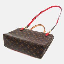 Pre Owned Louis Vuitton Marignan Coquelicot Brown Monogram Coated Canvas Leather Shoulder Bag