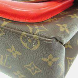 Pre Owned Louis Vuitton Marignan Coquelicot Brown Monogram Coated Canvas Leather Shoulder Bag