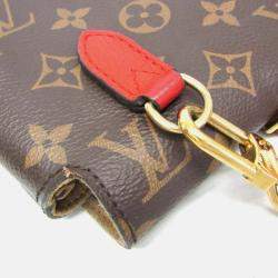 Pre Owned Louis Vuitton Marignan Coquelicot Brown Monogram Coated Canvas Leather Shoulder Bag