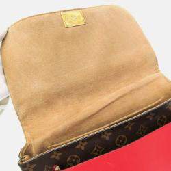 Pre Owned Louis Vuitton Marignan Coquelicot Brown Monogram Coated Canvas Leather Shoulder Bag