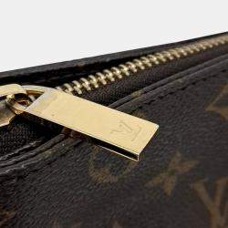 Pre Owned Louis Vuitton Brown Coated Canvas and Leather Monogram Cabas Mezzo
