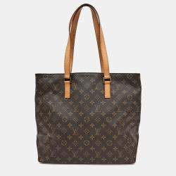 Pre Owned Louis Vuitton Brown Coated Canvas and Leather Monogram Cabas Mezzo
