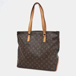 Pre Owned Louis Vuitton Brown Coated Canvas and Leather Monogram Cabas Mezzo