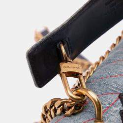 Pre Owned Louis Vuitton Blue Limited Edition Denim Patches New Wave Chain MM