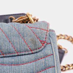 Pre Owned Louis Vuitton Blue Limited Edition Denim Patches New Wave Chain MM