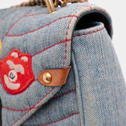 Pre Owned Louis Vuitton Blue Limited Edition Denim Patches New Wave Chain MM