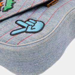 Pre Owned Louis Vuitton Blue Limited Edition Denim Patches New Wave Chain MM